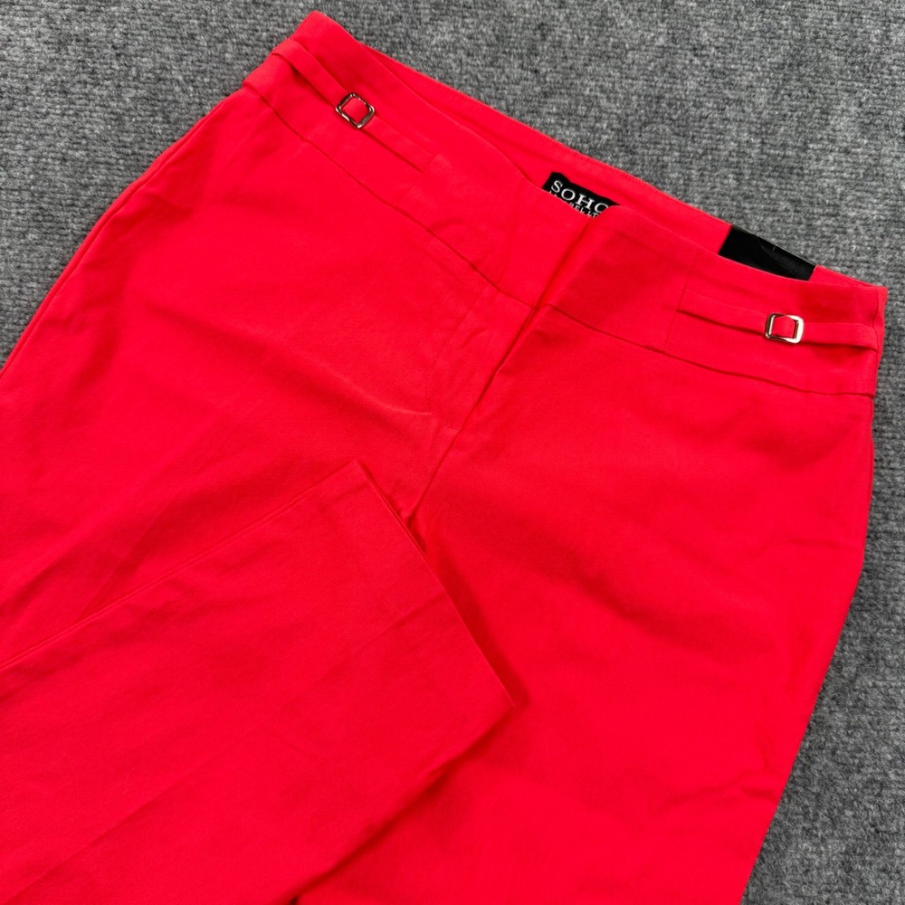 SOHO Apparel LTD Dress Pants Small Red Buckle Detail Slim Trousers Women's